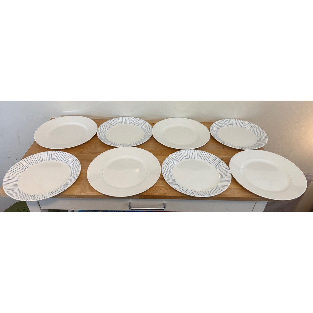 Mixed Corelle Vitrelle Blue & White Dinnerware Set 24pc Floral Stripe Pattern - Picture 5 of 15